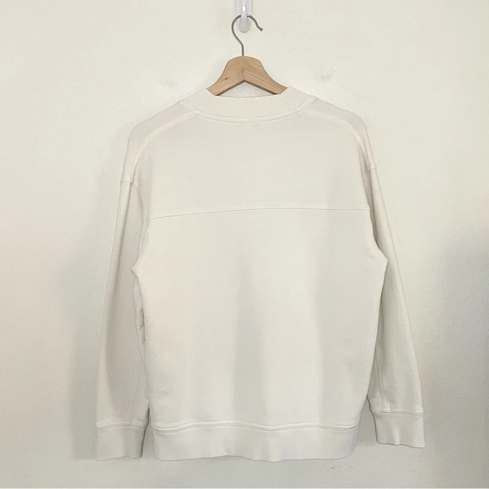 Vince French Terry Oversized Cardigan V Neck Button Front Sweater Bone XXS